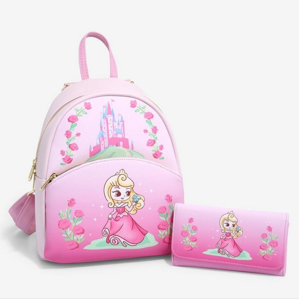 Loungefly Disney Sleeping Beauty Chibi Aurora Mini Backpack & Flap Wallet